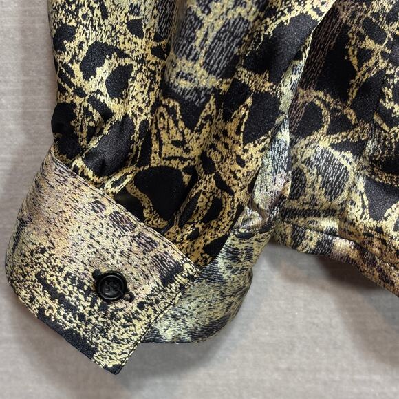 Nicola Blouse 14 Abstract Print Gold Black Glam Vintage Statement Classic - Picture 5 of 8